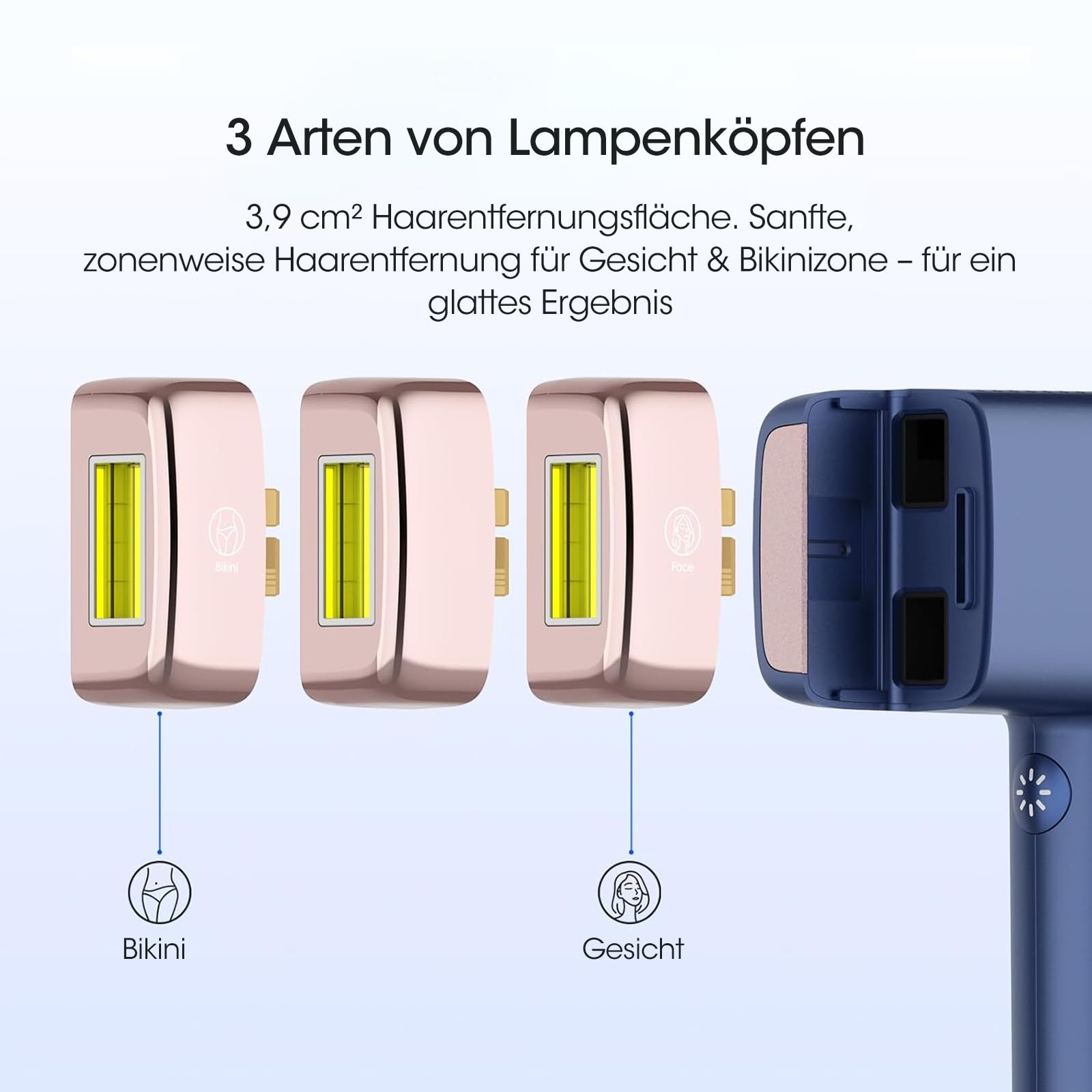 MLAY IPL Laser Haarentfernung zuhause, 0,5 Sek./Impuls, schmerzfreie Haarentfernung mit Kühlung, zwei Präzisionsköpfen, Männer und Frauen geeignet für Gesicht, Achselhöhlen, Beine und Bikinizone 2
