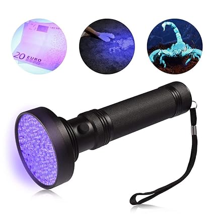 Linterna UV, luz UV 100 LEDs Perro Gato Orina manchas Scorpion Cama Detector de insectos