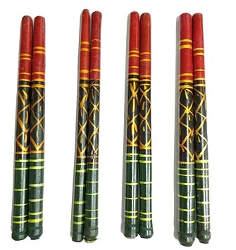 DMS Retail Multicolor Wooden Dandiya Sticks for Dance Garba Sticks for Navratri Celebration Large Size 14.4 Inches Pack of (1)