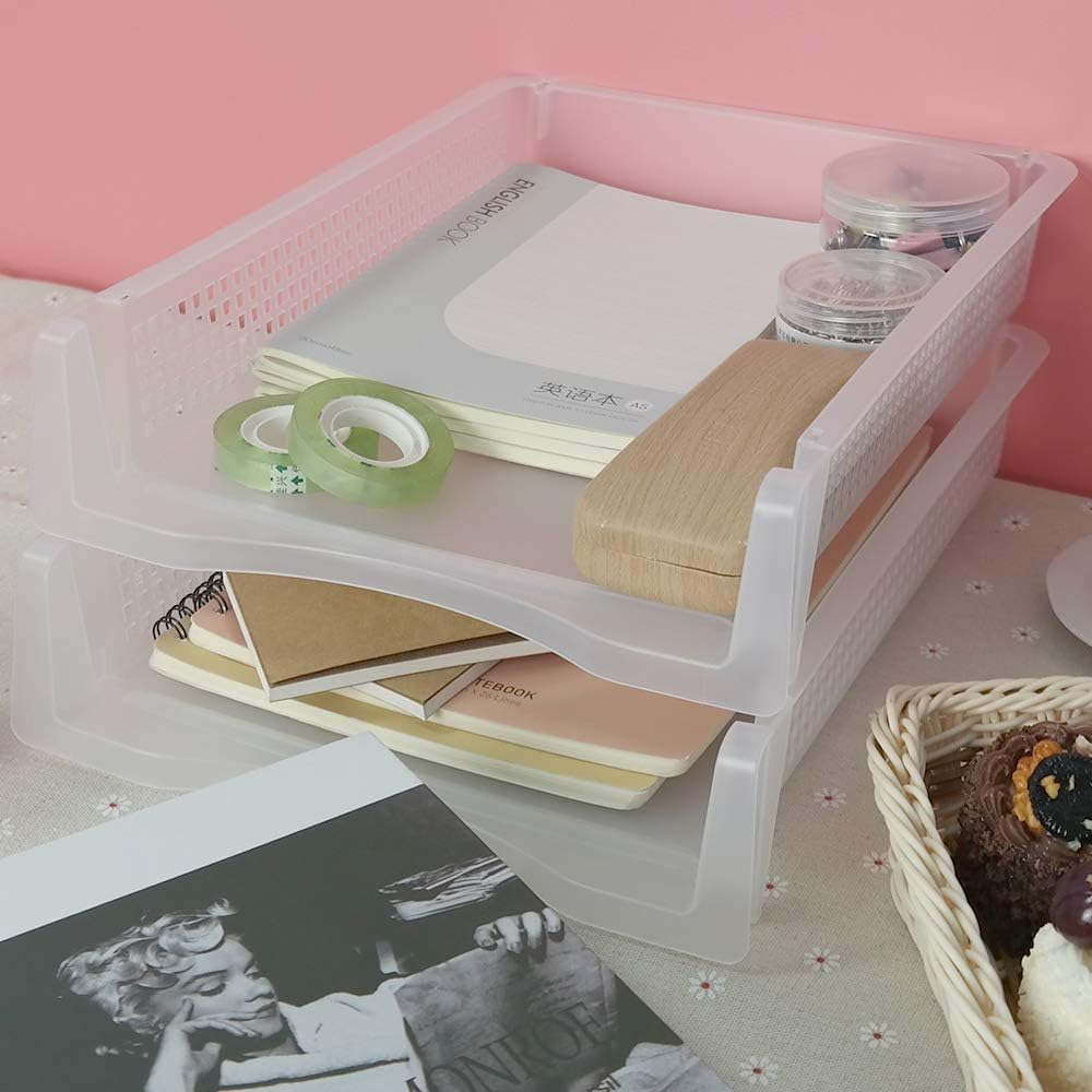 Zerdyne 6-Pack Clear Plastic Stackable File Trays, Desk Trays : Office Products