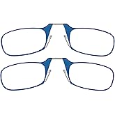 ThinOptics Readers Rectangular Reading Glasses, Blue, 44mm + 2.0