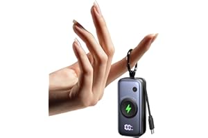 INIU Power Bank, Pocket Size 5000mAh 20W PD Fast Charging Portable Charger, with Built-in USB C Cable and Watch Charger, Keyc