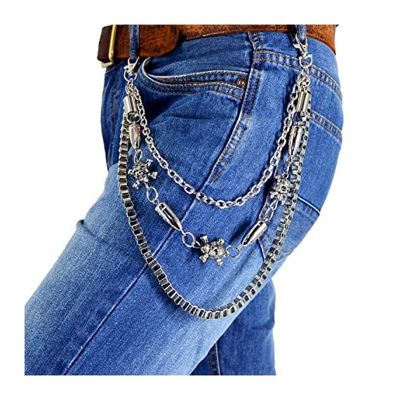 Cool-Hip-Hop-Punk-Pants-Long-Wallet-Key-Chain-Motorcyle-Jean-Gothic-RockSkullBullet