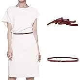 CaserBay Women's Belt Fashion Skinny Slim Soft Genuine Leather Belts Waistband Thin Waist Belt Silver Chrome Alloy Buckle