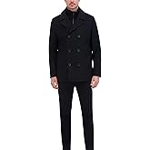 Kenneth Cole Men's Double Breasted Peacoat With Full Zip Bib
