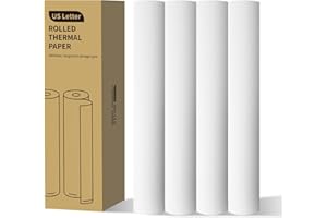 LINGLONG thermal printer paper 8.5 x 11 US Letter Quick-Dry thermal paper rolls Compatible MT800/M08F thermal paper for portable printer (4 Rolls, 8.5 x 1.18”)