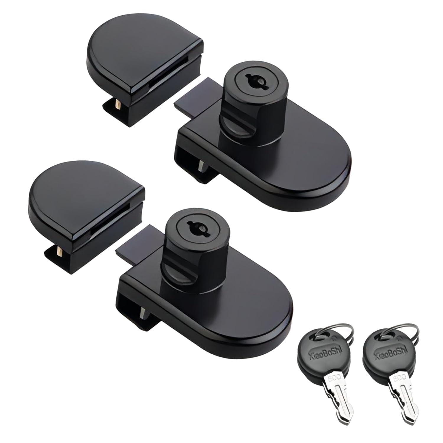 Qrity 2Pcs Glass Cabinet Locks, No Drill Display Cabinet Safety Lock for 5-8mm Glass, Black