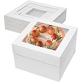 Mcfleet 10pcs 14x10x4 Cake Boxes With Window Rectangle Quarter Sheet Bakery Boxes For Pastry Baking Cake, Cupcakes, Donuts, Cookies, Pie Treat