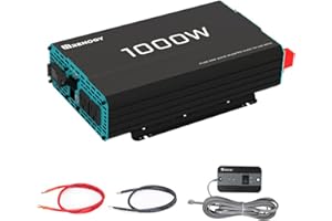 Renogy 1000W Pure Sine Wave Inverter 12V DC to 120V AC Converter for Home, RV, Truck, Off-Grid Solar Power 110V with Built-in 5V/2.1A USB Port, Hardwire Remote Controller
