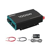 Renogy 1000W Pure Sine Wave Inverter 12V DC to 120V AC Converter for Home, RV, Truck, Off-Grid Solar Power 110V with Built-in 5V/2.1A USB Port, Hardwire Remote Controller