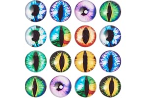 BB BEADTHOVEN Beadthoven 20pcs 12mm Mixed Style Dragon Eye Half Round Printed Glass Cabochons, Jewelry Finding Cameo Pendant Settings,12x4mm, Mixed Color