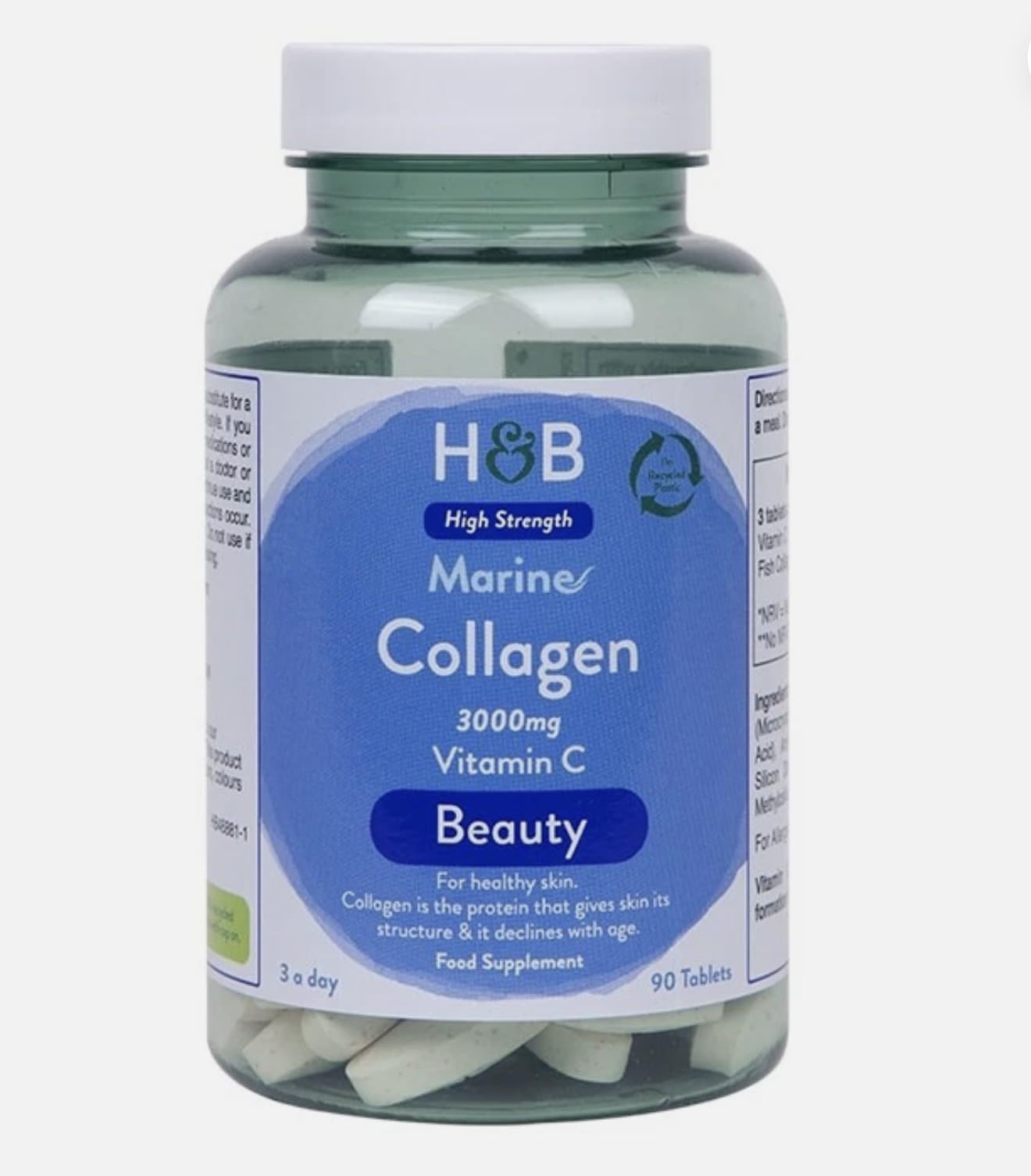 Holland and Barrett Marine Collagen with Vitamin C 3000mg 90 Tablets