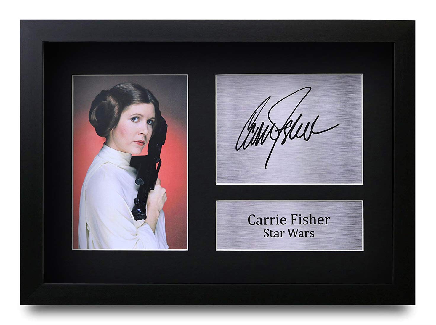 HWC Trading FR Carrie Fisher Gift Signed FRAMED A4 Printed Autograph Star Wars Gifts Print Photo Picture Display