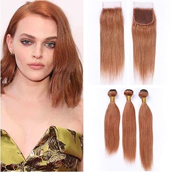 Amazon Com 30 Medium Auburn Straight Brazilian Human Hair 3