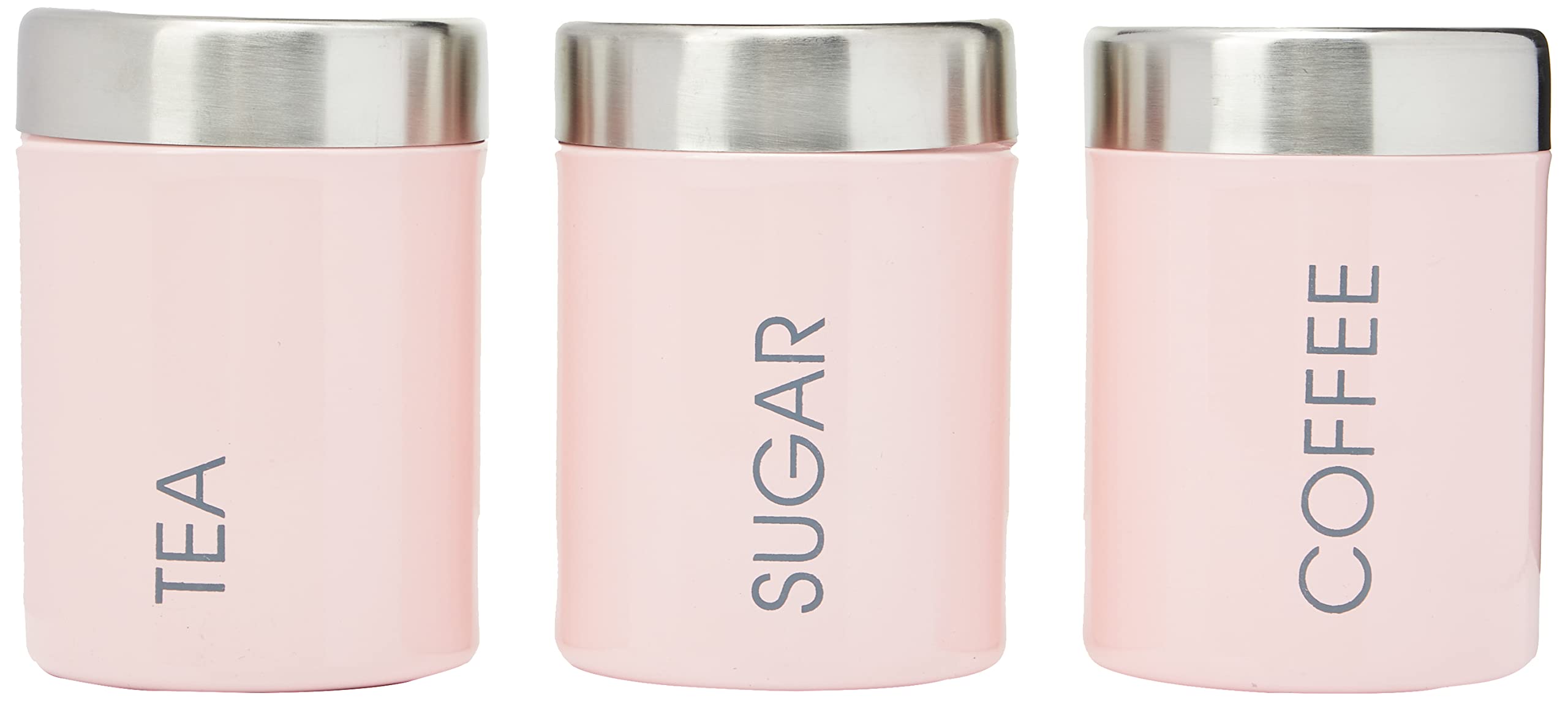 Premier Housewares 507460 Liberty Tea/Coffee/Sugar Canisters, Light Pink, Set of 3, 10 x 10 x 13 cm — image 1