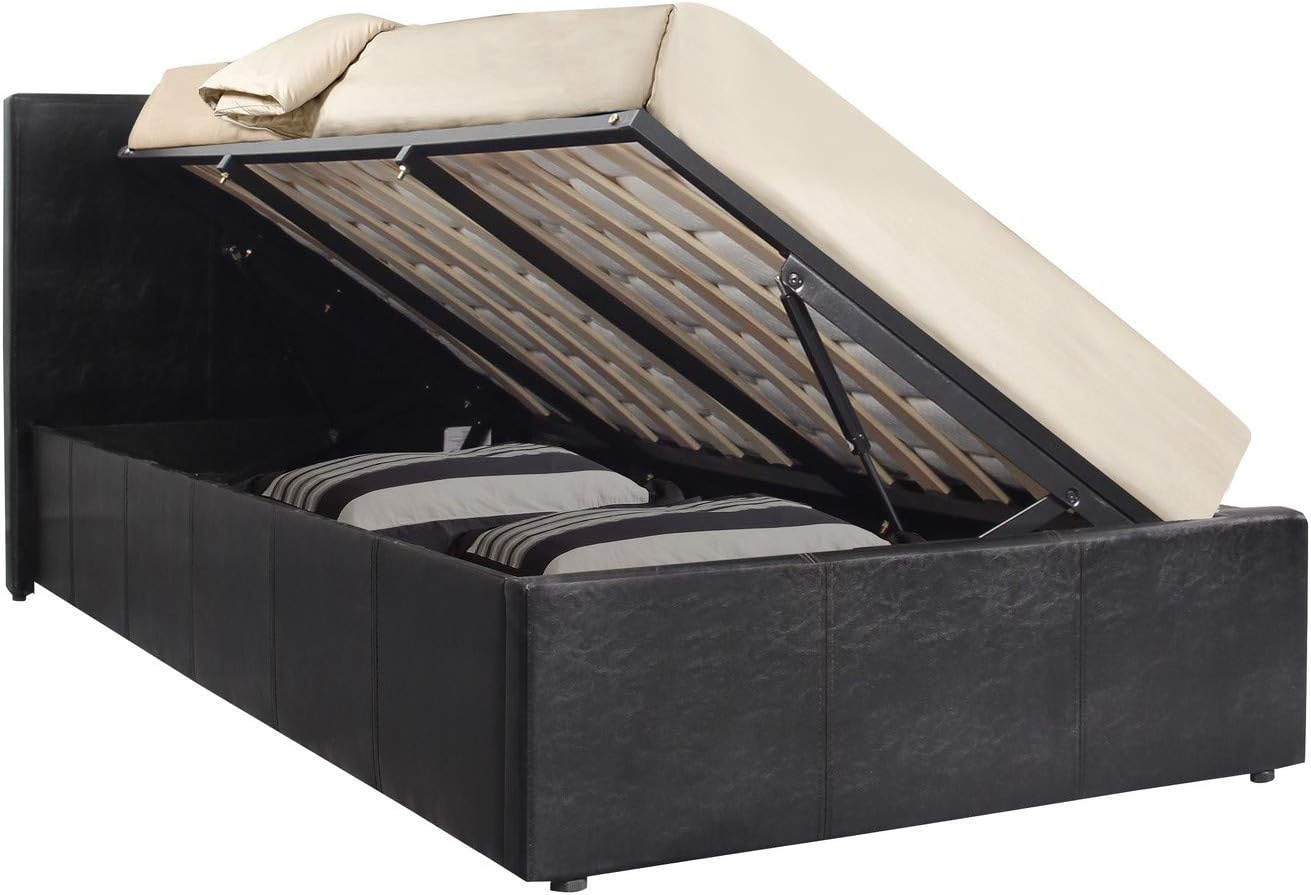 Gator Side Lift Ottoman Storage Bed - Faux Leather (Brown, 3ft Single)