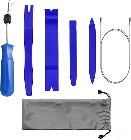 Amazon Camorf 内張りはがし セット うちばりはがし 改良版 内装剥がし パネルはがし 樹脂製 車 内張り はがし 工具 脱着工具 車メンテナンス 家具パネルにも対応 内張り剥がし4点 クリップクランプツール ブルー 5点セット パワーシード 配線ガイド付き 収納袋