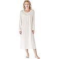 Keyocean Nightgowns for Women, Soft 100% Cotton Knit Nightgowns, Comfy Long-Sleeve Ladies Sleepwear Gown for Mom