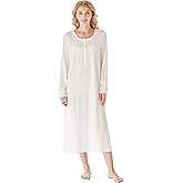 Keyocean Nightgowns for Women, Soft 100% Cotton Knit Nightgowns, Comfy Long-Sleeve Ladies Sleepwear Gown for Mom