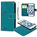 iPhone 6 6S Case, iPhone 6 6S Wallet Case Embossed Butterfly PU Leather Cover Detachable Magnetic Wallet with Card Slots and Wrist Strap for iPhone 6 6S 4.7 inch Blue