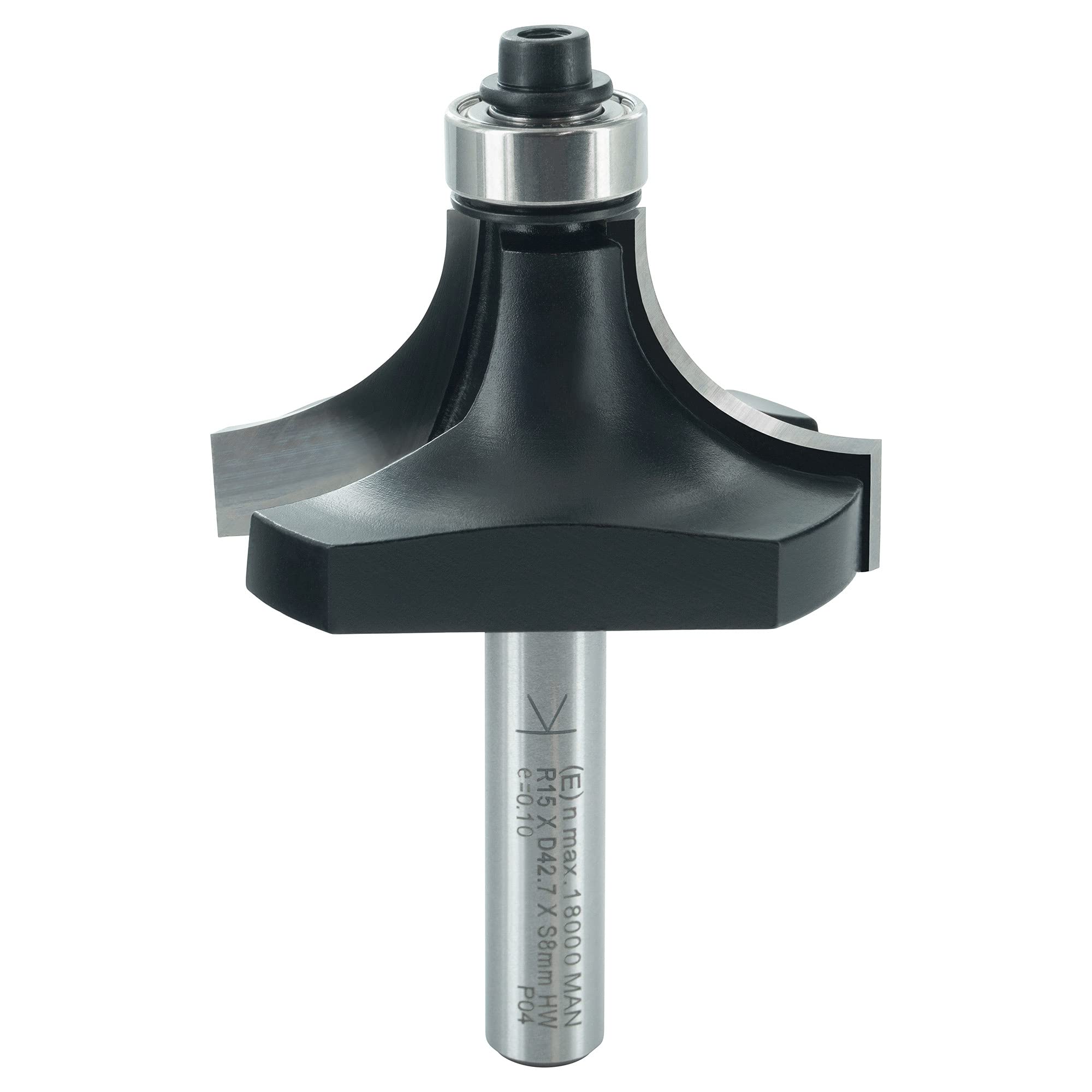 ENT 14301 Rounding Over Cutter TC Shank (S) 8 mm, Diameter (D) 43 mm, NL 15 mm, R 15 mm, SL 32 mm, with Ball Bearing