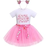 ODASDO Baby Girls Toddlers 1st 2nd 3rd Birthday Cake Smash Outfit Short Sleeve Romper Shirt Tutu Skirt with Ear Headband Set