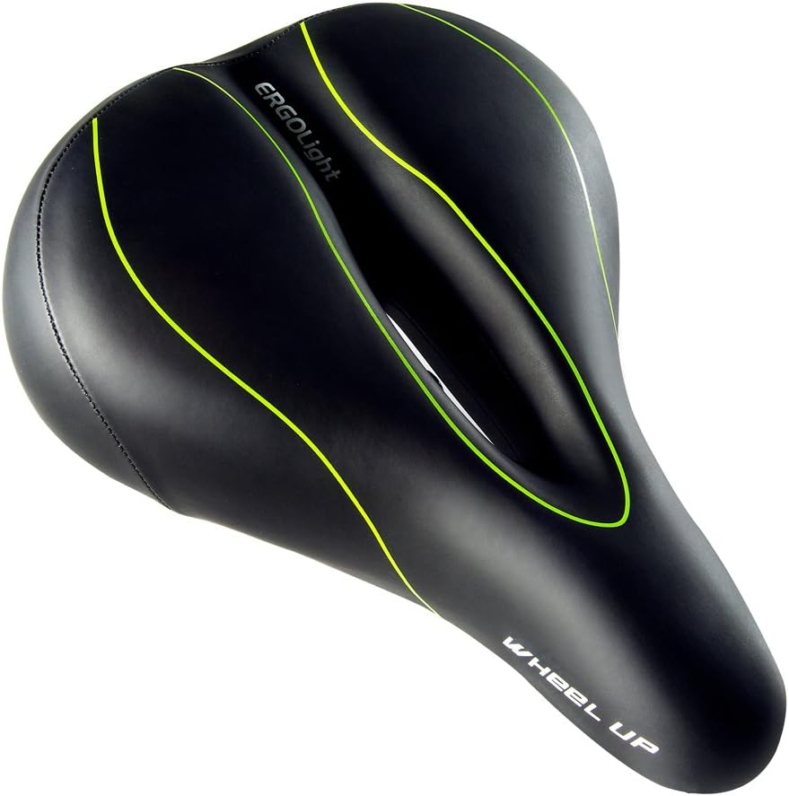Mountain Bike saddle seat with Dual Spring Suspension Shock Absorbing Wide Bicycle Saddle Cushion Comfortable Leather Bike Seat Pad for Man/Woman - Black with Red