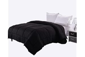 Ghooss All Season Black Bedding Down Alternative Comforter -Hotel Quality Luxury Quilt with Corner Tabs-Hypoallergenic-Super 