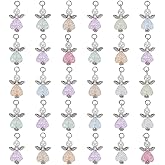 PH PandaHall 30pcs Angel Charms, Mixed Angel Wing Pendants Guardian Charms Heart Glass Bead for Jewelry Necklace Bracelet Earring Making DIY Craft Easter Decoration