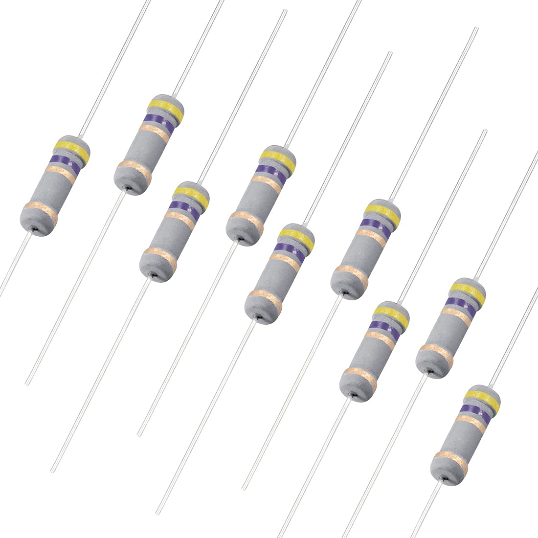 Sourcingmap 200Pcs 4.7 Ohm Resistor, 1W 5% Tolerance Carbon Film Resistors, 4 Bands for DIY Electronic Projects and Experiments