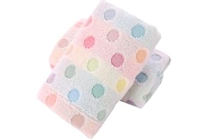 Pidada Hand Towels Set of 2 Colorful Polka Dot Pattern 100% Cotton Soft Absorbent Decorative Towel for Bathroom (Beige)