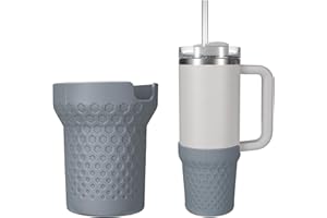 Thxbag Silicone Boot for Stanley Cup 40oz, Grey Boot Sleeve Cover Fit with Stanley H2.0 and Quencher Adventure Tumbler Accessories (Grey, 40 oz)