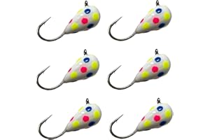 Reaction Tackle Tungsten Ice Fishing Jigs - Super Sensitive Tear Drop Jig for Panfish, Crappie, Walleye, Perch, Trout and Bluegill -Ice Fishing Lures Glow with UV Light