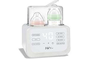 HEYVALUE Baby Bottle Warmer, 8-in-1 Fast Milk Warmer for Breastmilk or Formula with Timer, 24H Constant Warming, with Defrost, Heat Baby Food Jars, Sterili-zing Function, Accurate Temp Control, Fits 2 Bottles