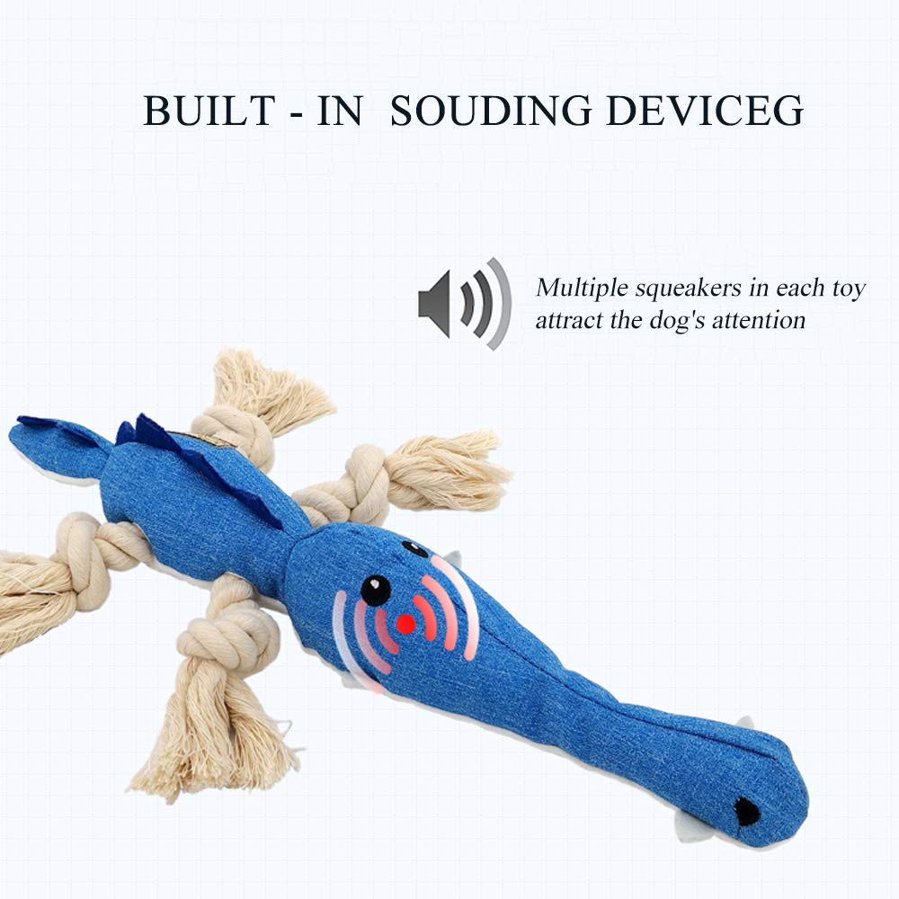 AXEN Cute Durable Cotton Rope Squeaky Boar Shaped Dog Toy for Aggressive Chewers, Grey Boar