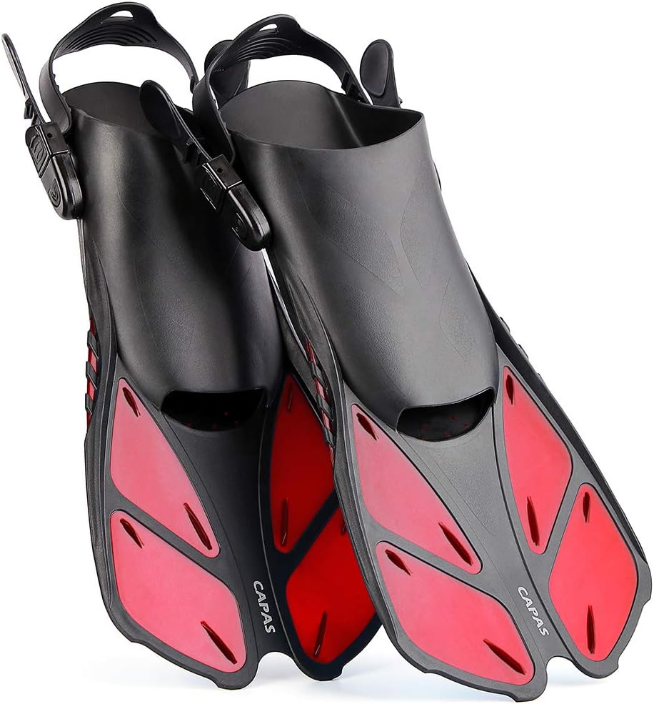 CAPAS Snorkel Fins, Swim Fins Travel Size Short Adjustable for Snorkeling Diving Adult Men Women Kids Open Heel Swimming Flippers : Sports & Outdoors