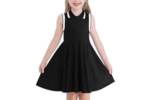 WISREMT Kids Girls Polo Dress Sleeveless Summer Tank Dress Tennis Golf Outfit Sport Active Dresses for School Casual Party