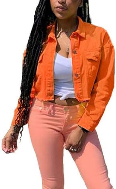 womens orange denim jacket