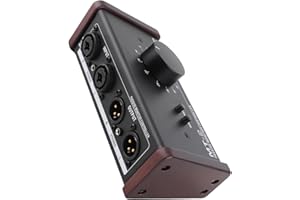 GYZOUKA Passive Stereo Monitor Controller Pure Signal Large Volume Knob Mute Control for Studio 2 XLR Inputs 3.5mm Interface