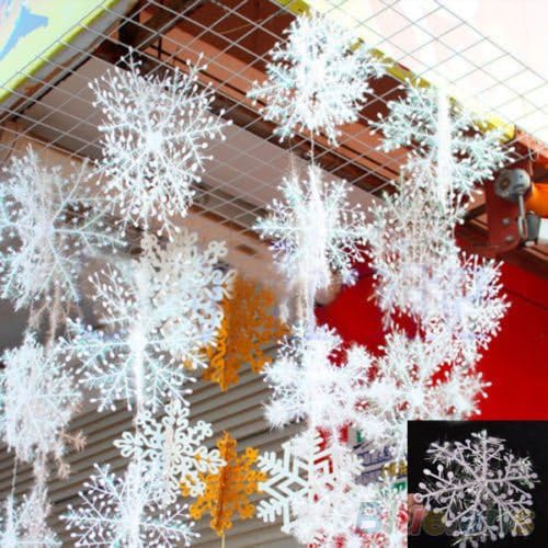 30Pcs New Classic White Snowflake Ornaments Christmas Holiday Party Home Decor