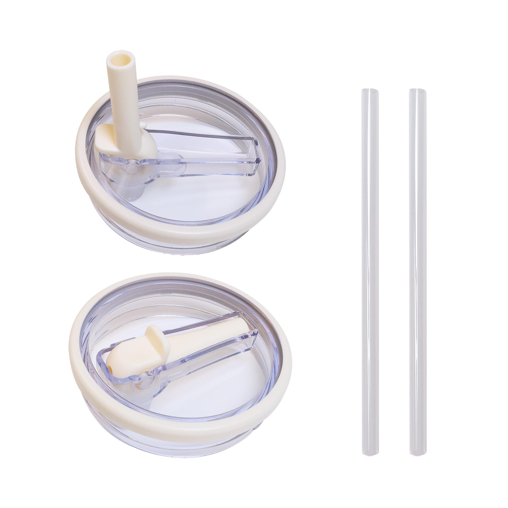 Photo 1 of 2PCS Replacement 20oz And 30oz Flip Tumbler Lid With Straw - Fit For Stanley 20oz And 30oz IceFlow Flip, Adventure Quencher 2.0 Tumbler (20 to 30 oz STRAW LID Milky white)