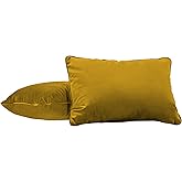 FDP 16" x 24" Velvet Rectangle Lumbar Pillow Set with Piping Decorative Throw Pillow for Home Décor in Living Room, Bedroom or Lounge (2-Pack) - Dijon, 15160-114
