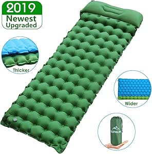 Sleeping Pad for Camping Backpacking, Thickened 3.7” & Widened 27.5” Ultralight Compact Camping Pad with Pillow Lightweight Air Mattress Inflatable ...