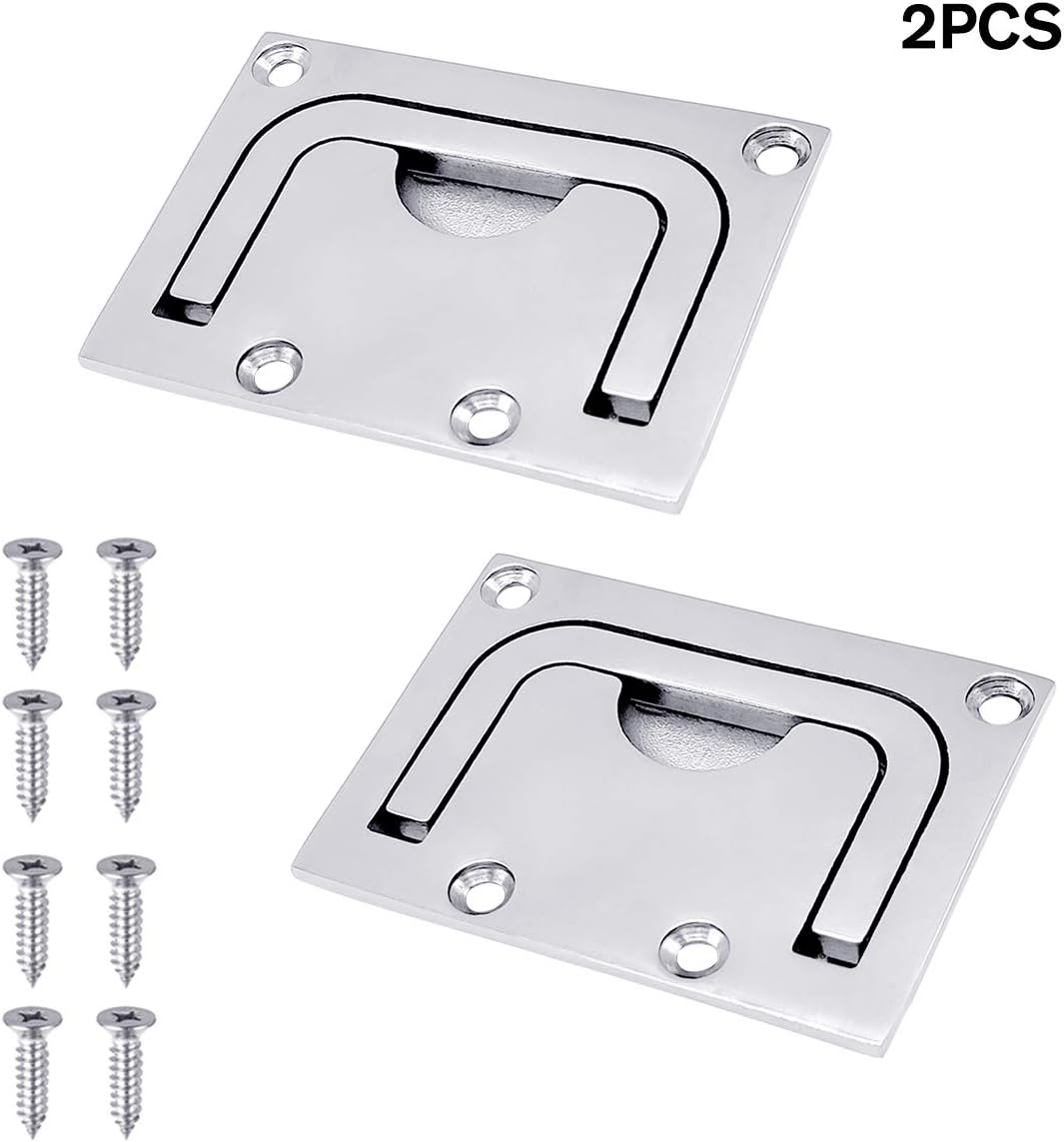 2 Pack Marine Stainless Steel Boat Flush Lifting Pull Hatch Lift Ring