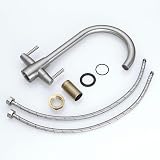 Heable Kitchen Mixer Tap Dual Lever Brushed Nickel with UK Fittings view 7