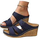 Wedge Sandals for Women 2026 Dressy Platform Sandals Women Casual Comfortable Fashion Mid Heels Open Toe Espadrilles Wedges Slip on Shoes Dressy Summer Flat Heels