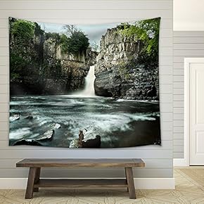 Landscape with Mountain and Waterfall - Fabric Wall Tapestry Home Decor - 51x60 inches