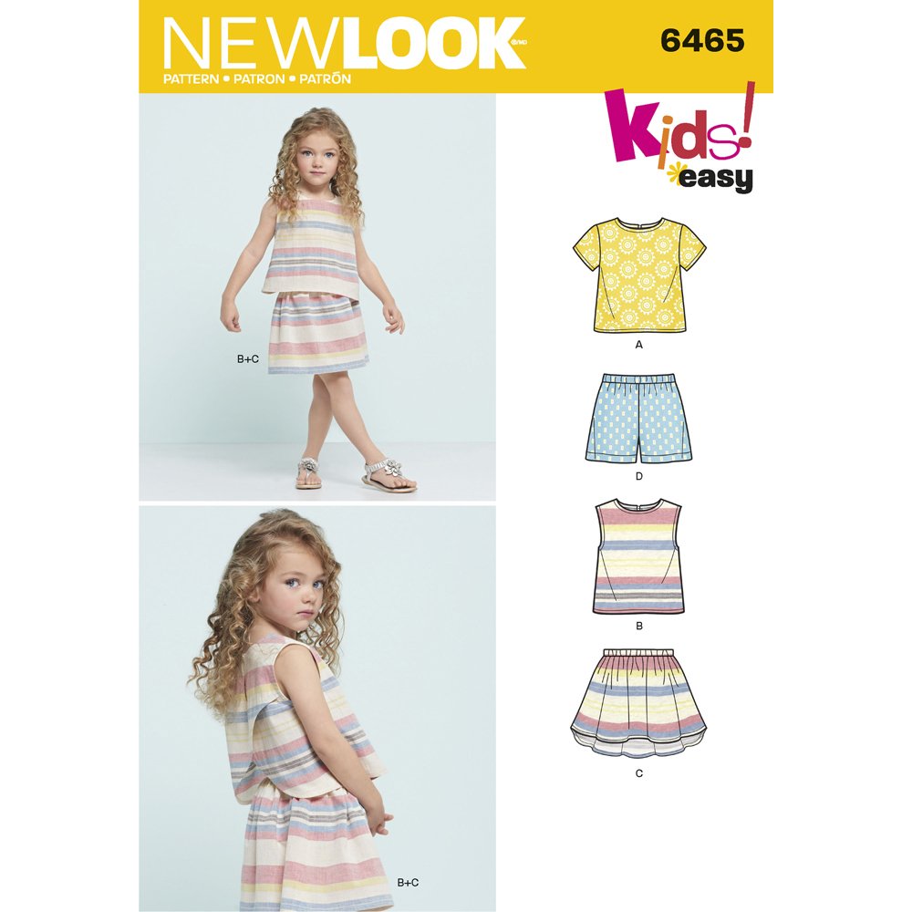 New Look Sewing Pattern 6465A Child's Easy Top, Skirt and Shorts, Paper, White, 22 x 15 x 1 cm