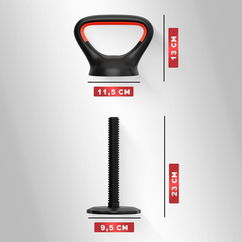 Juego de Mancuernas Ajustables 4 en 1 + Kettlebell - 10kg 20kg 35kg - Kit de Pesas con Barra Recta Ajustable y Antideslizante - Pesas y Mancuernas Discos Recubiertos - Set de 10 kg