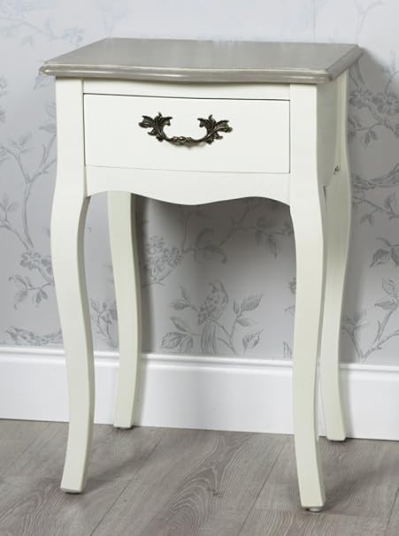 Downton Interiors Shabby Chic Antique Cream Grey Bedside Side End
